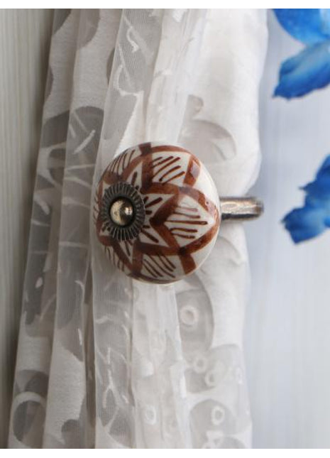 Curtain Tie Backs Hook Decorative Wall Hook-Brown (Set of Two)