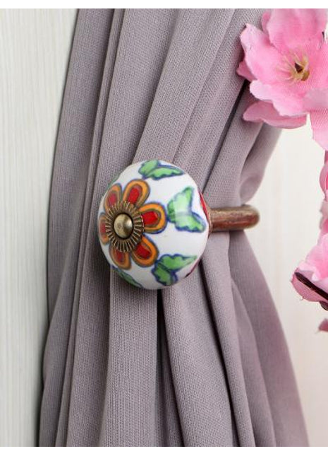 Curtain Tie Backs Hook Decorative Wall Hook-Green, Red (Set of Two)