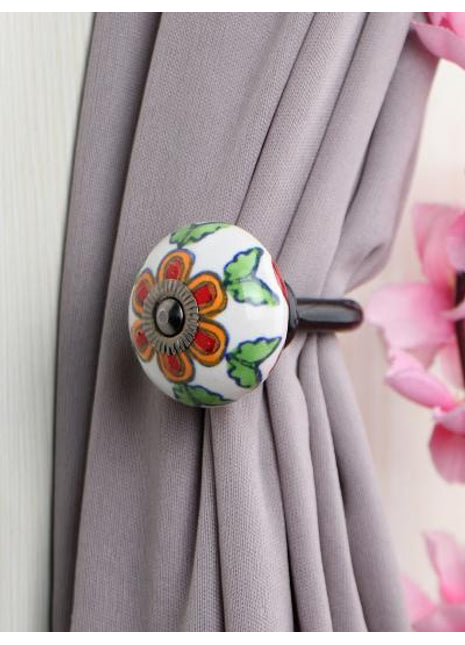 Curtain Tie Backs Hook Decorative Wall Hook-Green, Red (Set of Two)