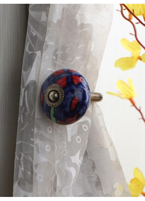 Curtain Tie Backs Hook Decorative Wall Hook-Blue (Set of Two)