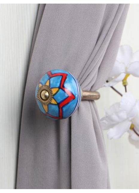 Curtain Tie Backs Hook Decorative Wall Hook-Turquoise , Red (Set of Two)