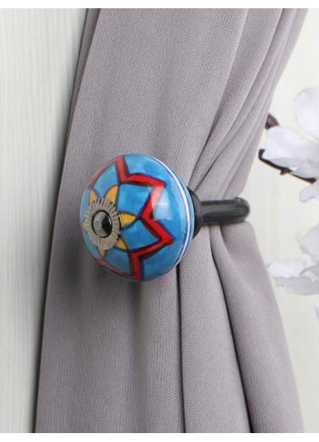 Curtain Tie Backs Hook Decorative Wall Hook-Turquoise , Red (Set of Two)