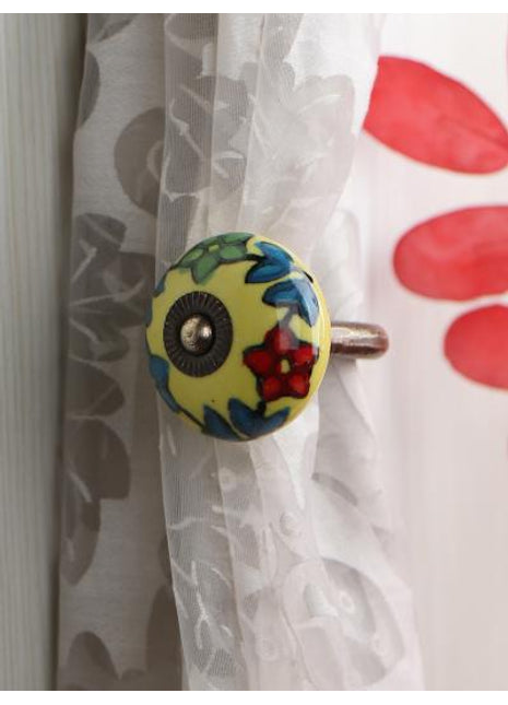 Curtain Tie Backs Hook Decorative Wall Hook-Red Flower (Set of Two)