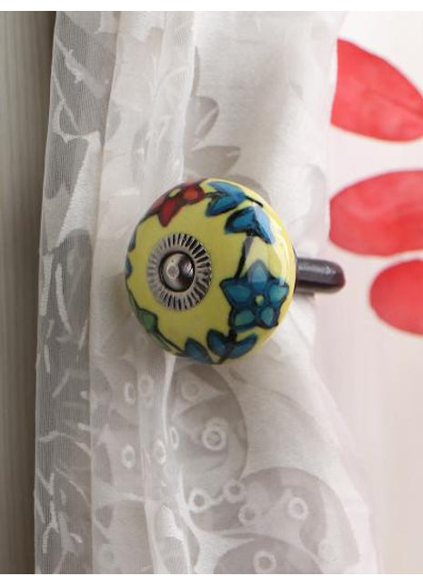 Curtain Tie Backs Hook Decorative Wall Hook-Red Flower (Set of Two)