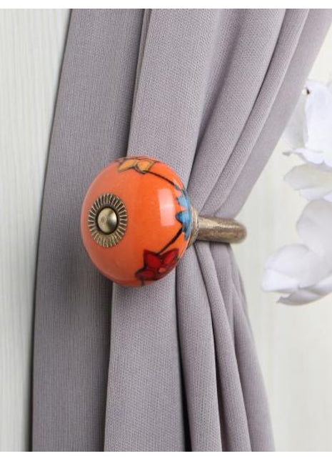 Curtain Tie Backs Hook Decorative Wall Hook-Orange (Set of Two)