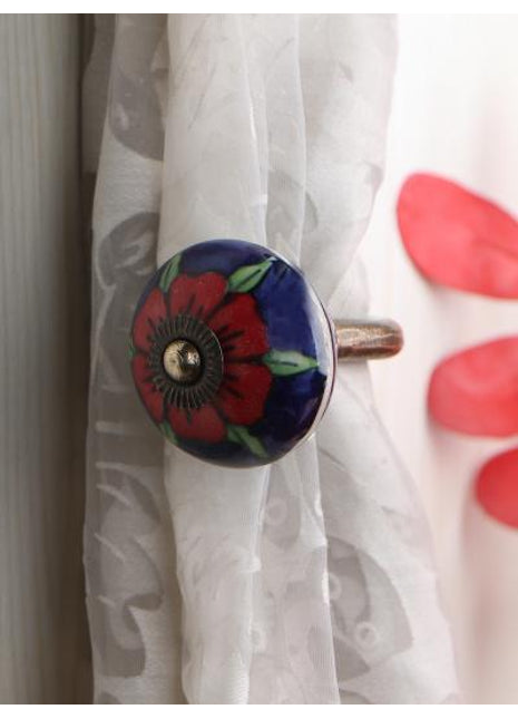 Curtain Tie Backs Hook Decorative Wall Hook-Blue, Green (Set of Two)