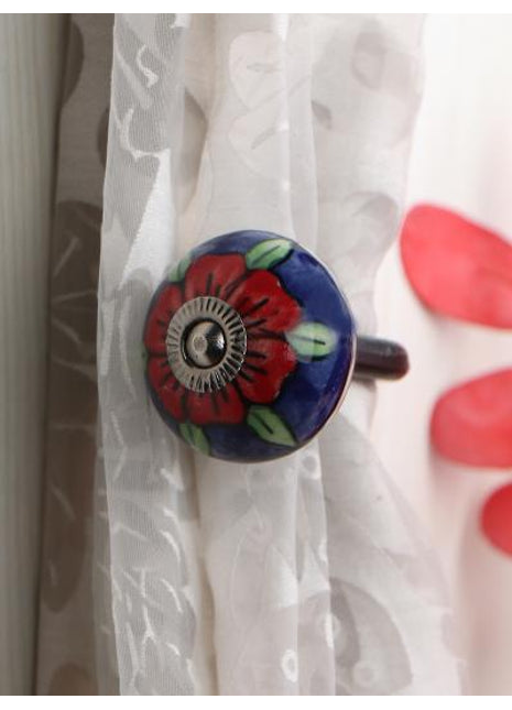 Curtain Tie Backs Hook Decorative Wall Hook-Blue, Green (Set of Two)