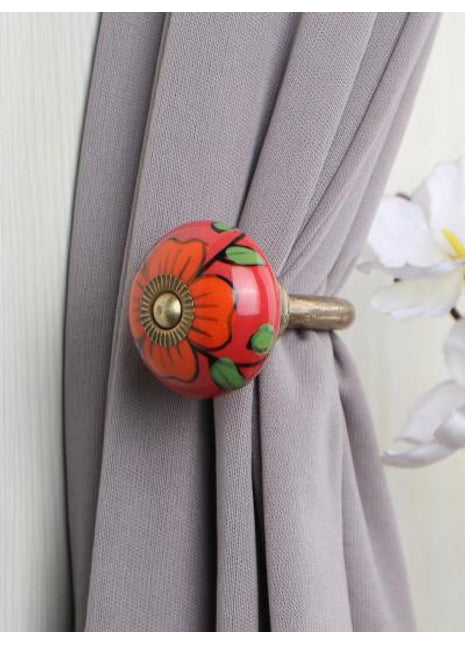 Curtain Tie Backs Hook Decorative Wall Hook-Red , Green (Set of Two)