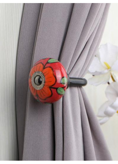 Curtain Tie Backs Hook Decorative Wall Hook-Red , Green (Set of Two)