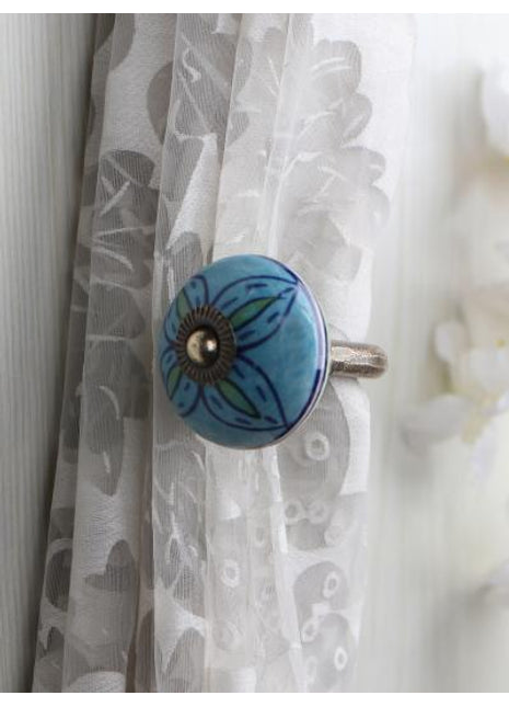 Curtain Tie Backs Hook Decorative Wall Hook-Turquoise (Set of Two)