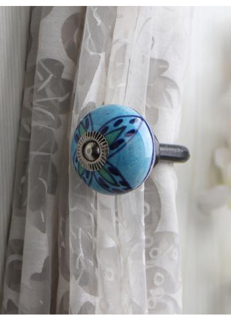 Curtain Tie Backs Hook Decorative Wall Hook-Turquoise (Set of Two)