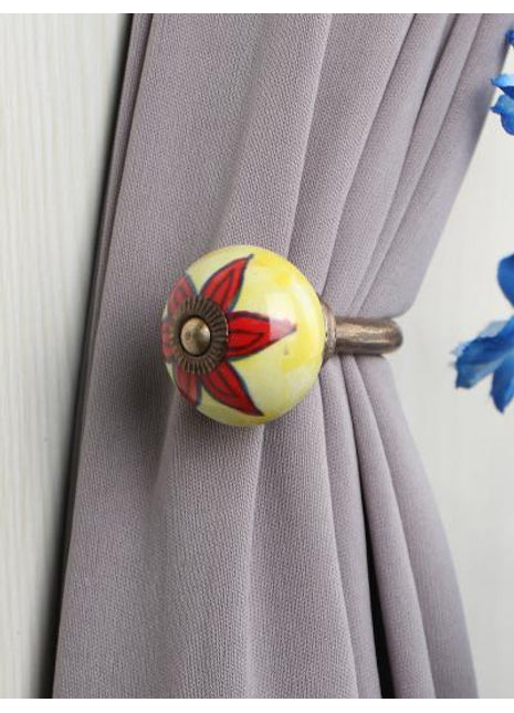 Curtain Tie Backs Hook Decorative Wall Hook-Yellow , Red (Set of Two)