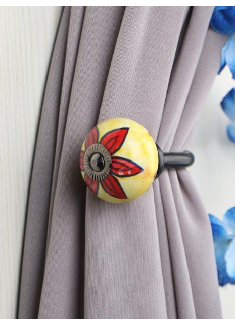 Curtain Tie Backs Hook Decorative Wall Hook-Yellow , Red (Set of Two)