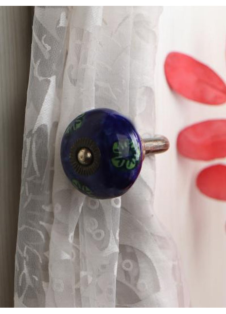 Curtain Tie Backs Hook Decorative Wall Hook-Blue, Green (Set of Two)
