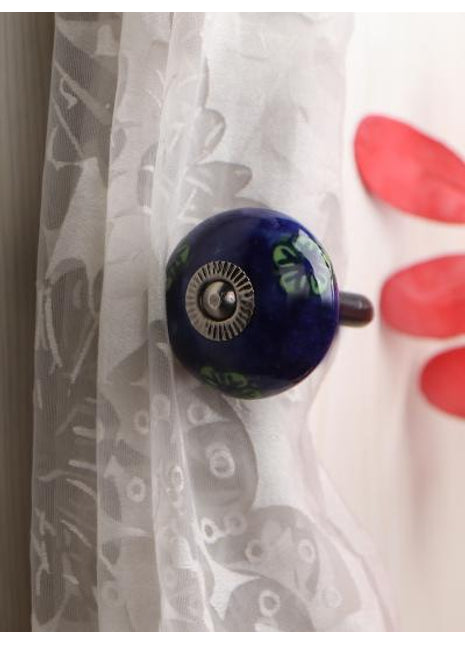Curtain Tie Backs Hook Decorative Wall Hook-Blue, Green (Set of Two)