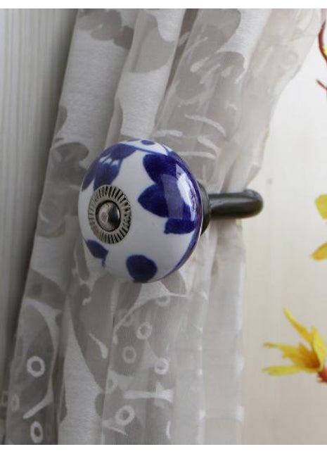 Curtain Tie Backs Hook Decorative Wall Hook-Blue (Set of Two)