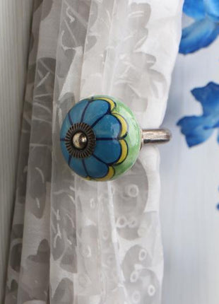Curtain Tie Backs Hook Decorative Wall Hook-Green, Turquoise (Set of Two)