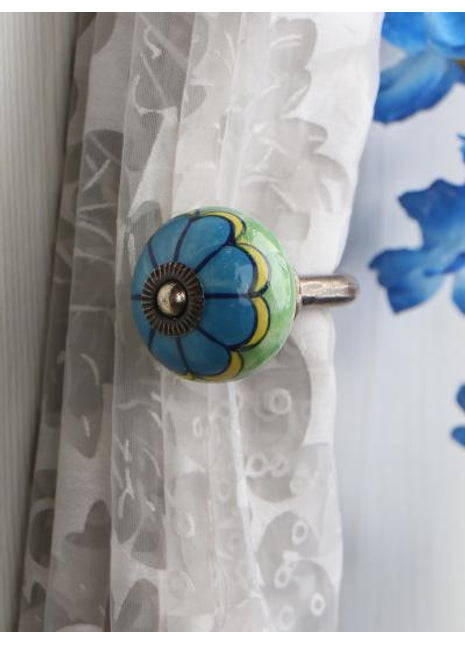 Curtain Tie Backs Hook Decorative Wall Hook-Green, Turquoise (Set of Two)