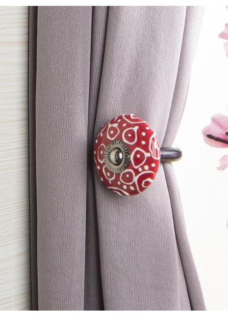 Curtain Tie Backs Hook Decorative Wall Hook- Red ( set of two)