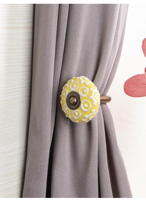Curtain Tie Backs Hook Decorative Wall Hook- Yellow ( set of two)