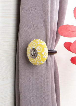Curtain Tie Backs Hook Decorative Wall Hook- Yellow ( set of two)