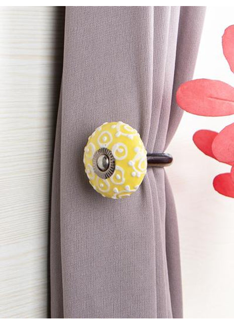 Curtain Tie Backs Hook Decorative Wall Hook- Yellow ( set of two)