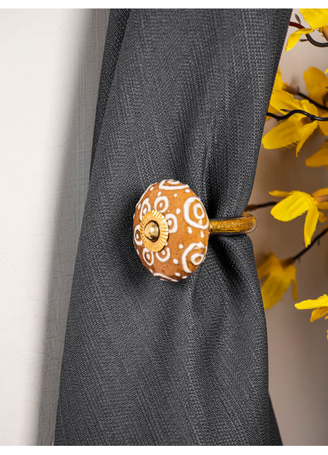 Curtain Tie Backs Hook Decorative Wall Hook- Brown (Set of Two)