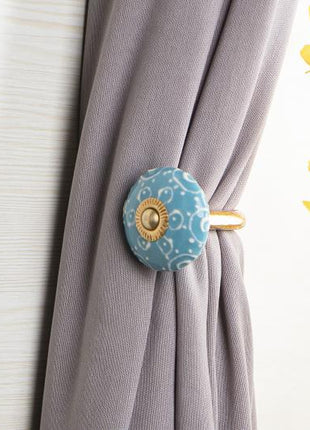 Curtain Tie Backs Hook Decorative Wall Hook- Blue ( set of two)