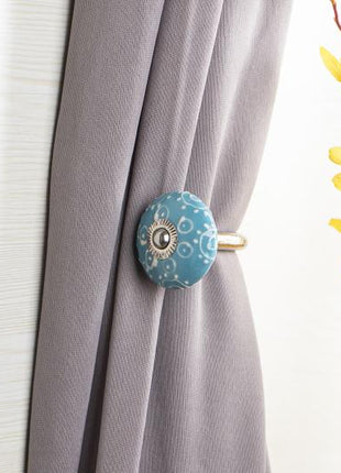 Curtain Tie Backs Hook Decorative Wall Hook- Blue ( set of two)