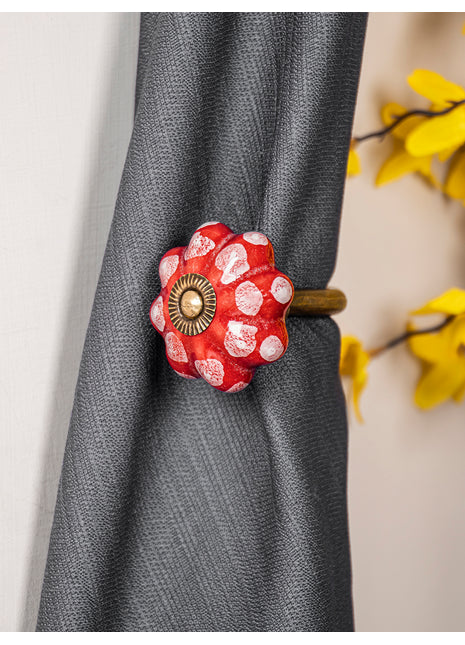 Curtain Tie Backs Hook Decorative Wall Hook- Red (Set of Two)