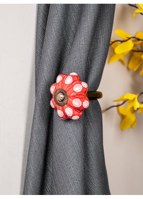 Curtain Tie Backs Hook Decorative Wall Hook- Red (Set of Two)