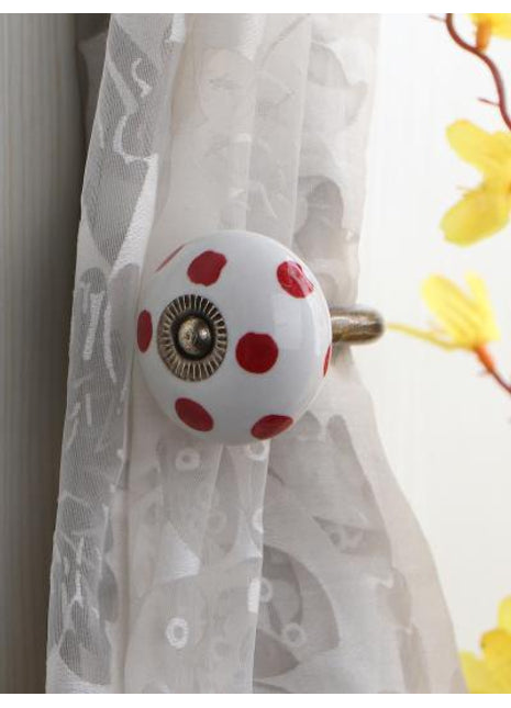 Curtain Tie Backs Hook Decorative Wall Hook-Red Dots (Set of Two)