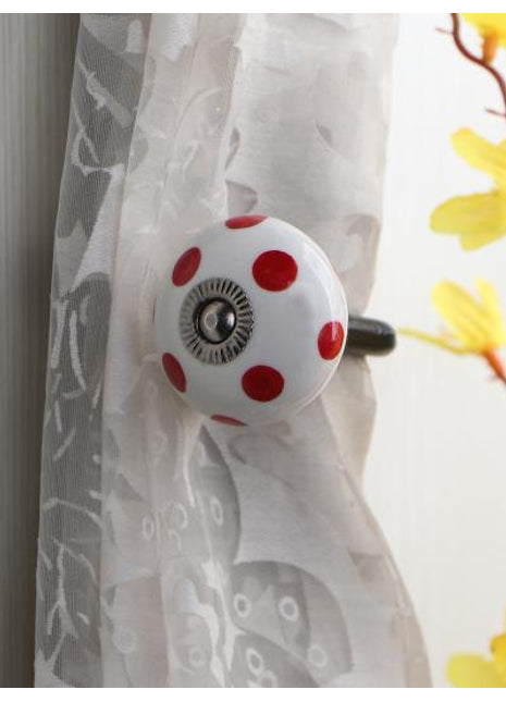 Curtain Tie Backs Hook Decorative Wall Hook-Red Dots (Set of Two)