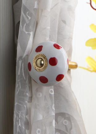 Curtain Tie Backs Hook Decorative Wall Hook-Red Dots (Set of Two)