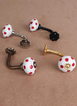 Curtain Tie Backs Hook Decorative Wall Hook-Red Dots (Set of Two)