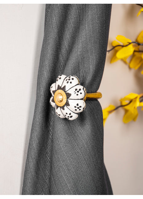 Curtain Tie Backs Hook Decorative Wall Hook-Black Design (Set of Two)