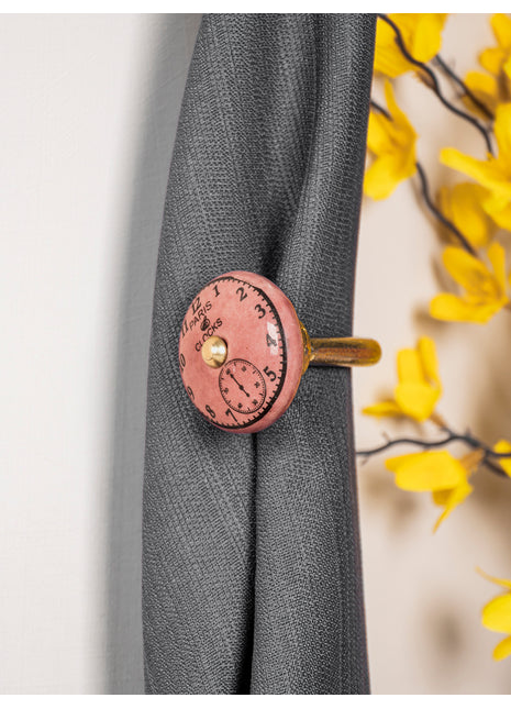 Curtain Tie Backs Hook Decorative Wall Hook- Dark Pink (Set of Two)
