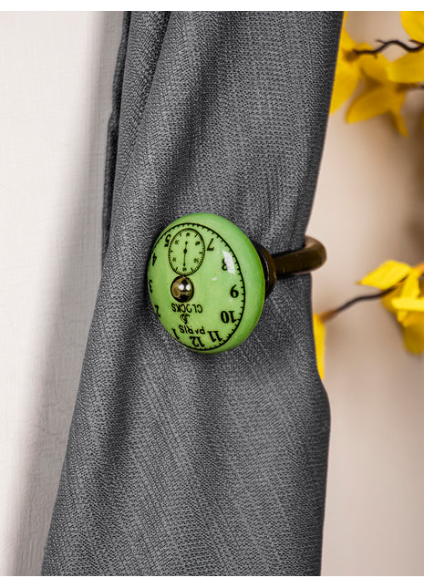 Curtain Tie Backs Hook Decorative Wall Hook- Green (Set of Two)