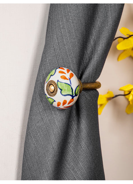 Curtain Tie Backs Hook Decorative Wall Hook- Red Leaf (Set of Two)