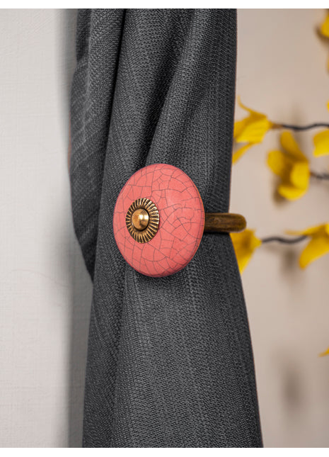 Curtain Tie Backs Hook Decorative Wall Hook- Crackle (Set of Two)