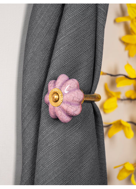 Curtain Tie Backs Hook Decorative Wall Hook- Pink Crackle (Set of Two)