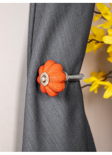 Curtain Tie Backs Hook Decorative Wall Hook - Orange Crackle (Set of Two)