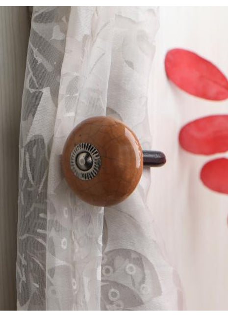 Curtain Tie Backs Hook Decorative Wall Hook-Crackle Brown (Set of Two)