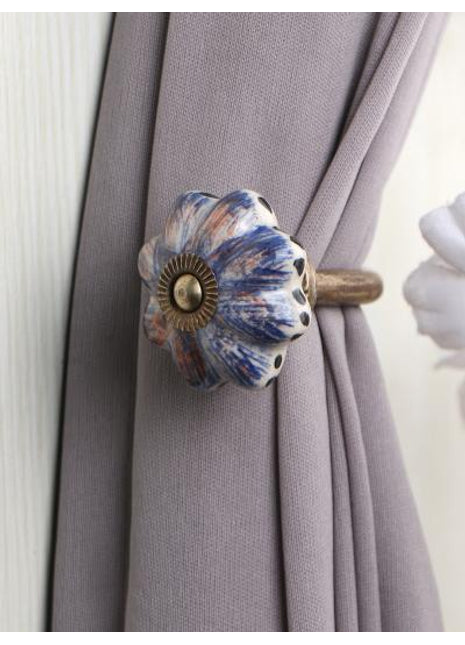 Curtain Tie Backs Hook Decorative Wall Hook-Blue (Set of Two)