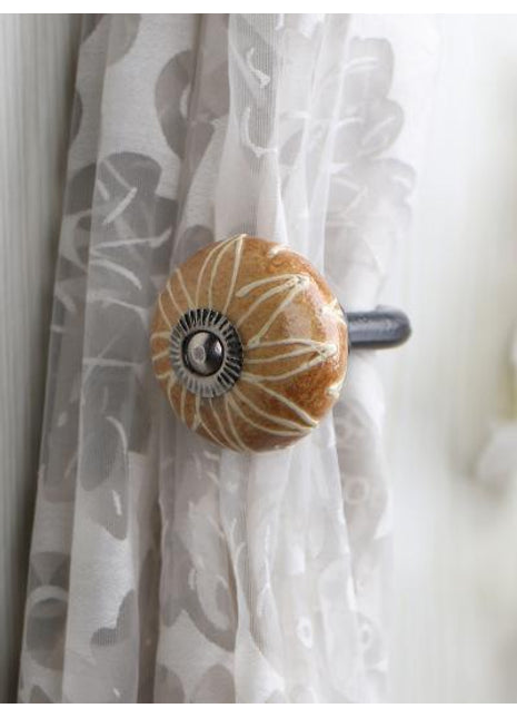 Curtain Tie Backs Hook Decorative Wall Hook-Brown (Set of Two)