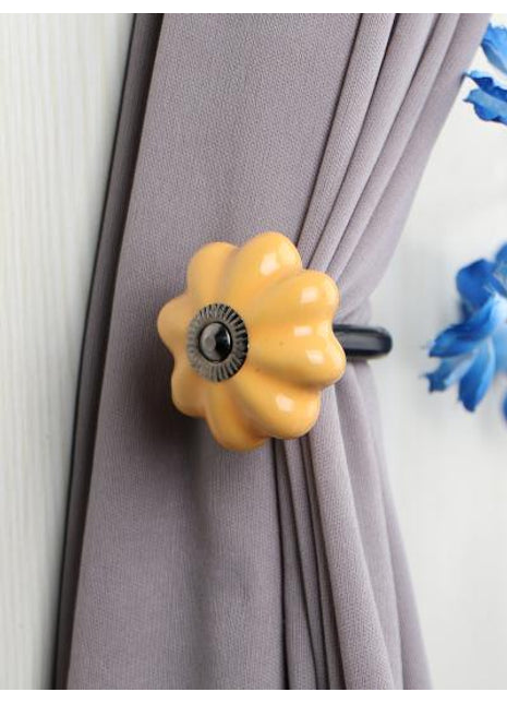 Curtain Tie Backs Hook Decorative Wall Hook-Yellow (Set of Two)