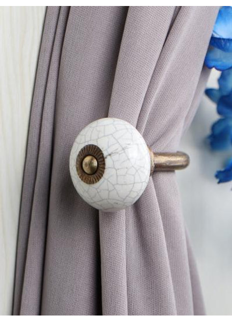 Curtain Tie Backs Hook Decorative Wall Hook-White Base (Set of Two)