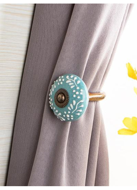 Curtain Tie Backs Hook Decorative Wall Hook- Turquoise ( set of two)