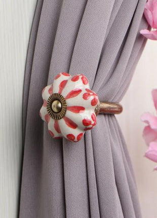 Curtain Tie Backs Hook Decorative Wall Hook-Red (Set of Two)