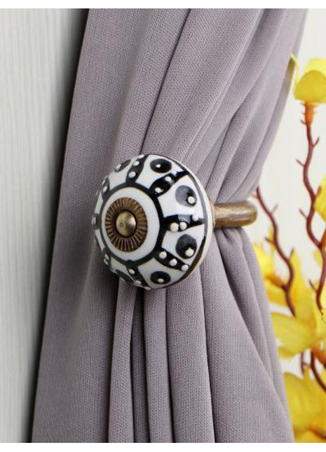 Curtain Tie Backs Hook Decorative Wall Hook-Black (Set of Two)